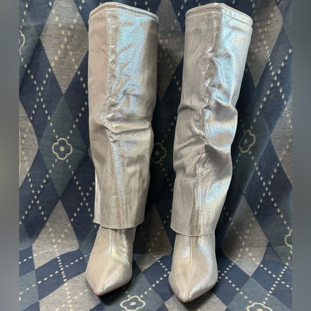 Glaze Silver Over the Knee Boots